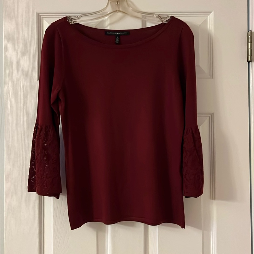 White House Black Market burgundy sweater size small bell sleeves